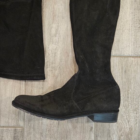 Stuart Weitzman Jocey Over The Knee Boots Women Size 7M Black Suede Classic Chic - Picture 4 of 12